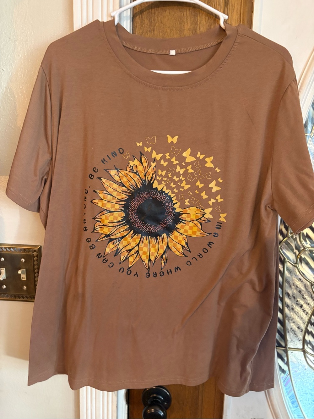 Sunflower Graphic Tee - Brown with Yellow Print